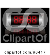 Poster, Art Print Of Silver Digital Alarm Clock With Red Digits