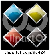 Poster, Art Print Of Digital Collage Of Four Shiny Diamond Shaped App Icon Buttons