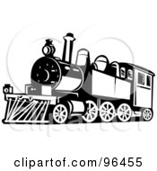 Poster, Art Print Of Black And White Steam Train From A Front Side Angle