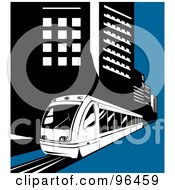Poster, Art Print Of Light Rail Train Moving Along City Buildings