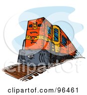 Poster, Art Print Of Red Diesel Train From The Front