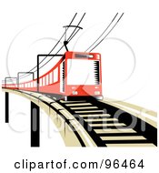 Poster, Art Print Of Red Electric Train On A Raised Track