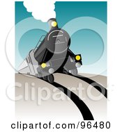 Poster, Art Print Of Steam Engine Moving Forward And Coming Over A Hill