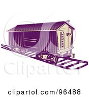 Purple Box Car Stopped On A Track