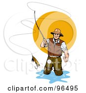 Poster, Art Print Of Fly Fisherman Casting The Bait