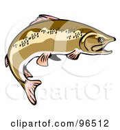 Royalty Free RF Clipart Illustration Of A Side View Of A Brown Jumping Trout