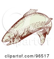 Royalty Free RF Clipart Illustration Of A Brown And Tan Engraved Styled Trout Fish