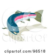 Royalty Free RF Clipart Illustration Of A Swimming Rainbow Trout With A Shadow