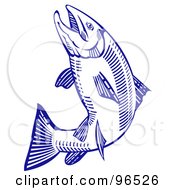 Royalty Free RF Clipart Illustration Of A Leaping Blue Trout Fish