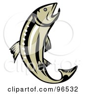 Royalty Free RF Clipart Illustration Of A Brown And Black Leaping Trout Fish