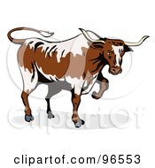 Royalty Free RF Clipart Illustration Of A Walking Texas Bull