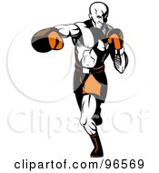Royalty Free RF Clipart Illustration Of A Punching Boxer Running