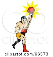 Royalty Free RF Clipart Illustration Of A Strong Boxer Lunging And Punching