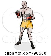 Poster, Art Print Of Boxer Wearing Red Gloves And Orange Shorts