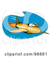 Royalty Free RF Clipart Illustration Of A Fast Retro Fighter Plane Over Blue