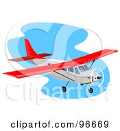 Poster, Art Print Of Red And White Small Airplane Over Blue