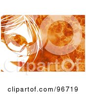 Poster, Art Print Of White Womans Face Wearing Shades Over A Fiery Background