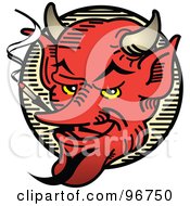 Royalty Free RF Clipart Illustration Of A Smoking Red Devil Face Tattoo Design by Andy Nortnik