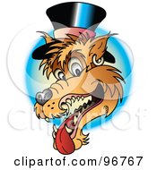 Royalty Free RF Clipart Illustration Of A Wolf Wearing A Top Hat Tattoo Design by Andy Nortnik
