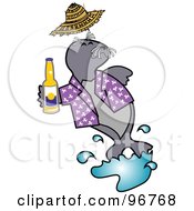 Poster, Art Print Of Happy Seal Drinking Beer And Wearing A Purple Shirt