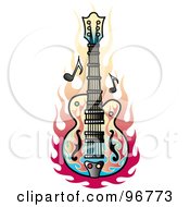 Poster, Art Print Of Flame Guitar Tattoo Design