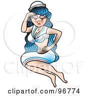 Royalty Free RF Clipart Illustration Of A Sexy Sailor Woman Pinup Tattoo Design by Andy Nortnik