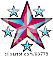 Tattoo Design Of Blue Stars Around A Red Star
