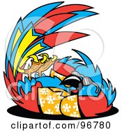 Royalty Free RF Clipart Illustration Of A Relaxing Macaw Parrot In A Hawaiian Shirt And Sunglasses by Andy Nortnik