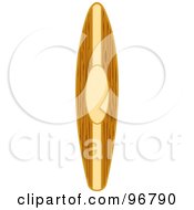 Royalty Free RF Clipart Illustration Of A Vertical Wooden Surfboard by Andy Nortnik