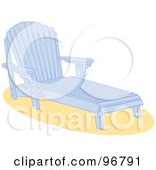 Blue Wooden Beach Lounge Chair On Sand
