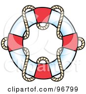 Poster, Art Print Of Red And White Life Preserver Ring With A Rope