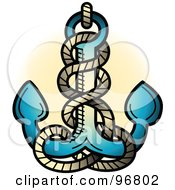 Royalty Free RF Clipart Illustration Of A Blue Anchor And Rope Tattoo Design by Andy Nortnik