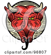 Red Devil Face With An Evil Grin Tattoo Design