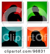 Poster, Art Print Of Digital Collage Of Four Silhouetted Male And Female Avatars