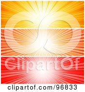 Poster, Art Print Of Digital Collage Of Vibrant Yellow Orange And Red Sunburst Website Headers