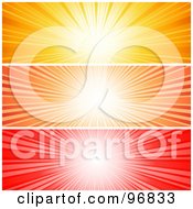 Royalty Free RF Clipart Illustration Of A Digital Collage Of Vibrant Yellow Orange And Red Sunburst Website Headers by KJ Pargeter