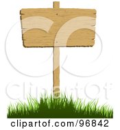 Blank Wood Sign Posted In A Grassy Hill