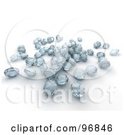 Poster, Art Print Of Group Of 3d Diamonds With A Blue Hue