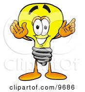 Clipart Picture Of A Light Bulb Mascot Cartoon Character With Welcoming Open Arms by Mascot Junction