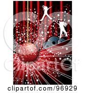 Poster, Art Print Of Silhouetted Jumping Girls With Stars Over Speakers And A Disco Ball