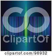 Abstract Futuristic Background Of A Green Light Centered Over A Strip Of Colors On Blue