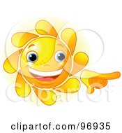 Poster, Art Print Of Cute Sun Face Smiling And Pointing