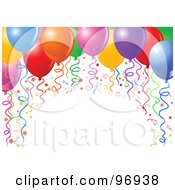 Poster, Art Print Of Arch Of Colorful Birthday Party Balloons Ribbons And Confetti