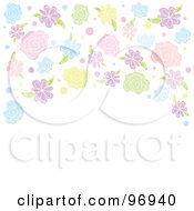 Poster, Art Print Of Spring Time Background Of Colorful Flowers Arching Over White Space
