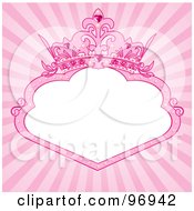 Royalty Free RF Clipart Illustration Of A White Princess Text Box With A Pink Tiara Crown Over A Shining Background