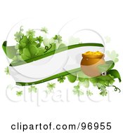 Poster, Art Print Of Blank Banner With Shamrocks A Pot Of Gold And A Leprechauns Hat