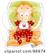 Poster, Art Print Of Red Haired Baby Boy In Pajamas Leaning Against A Pillow On A Blanket