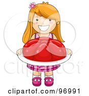 Happy Red Haired Girl Carrying A Giant Tray Of Gelatin