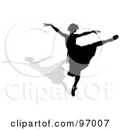 Poster, Art Print Of Graceful Black Ballerina Silhouette Dancing With A Shadow