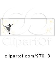 Poster, Art Print Of Ballet Border Of A Silhouetted Ballerina With Fireworks Over White